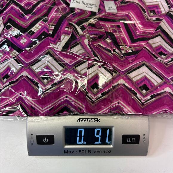 Kim Rogers Curvy Womens 3X Long Sleeve Button-Up Chevron Zigzag Print Blouse - Picture 9 of 9